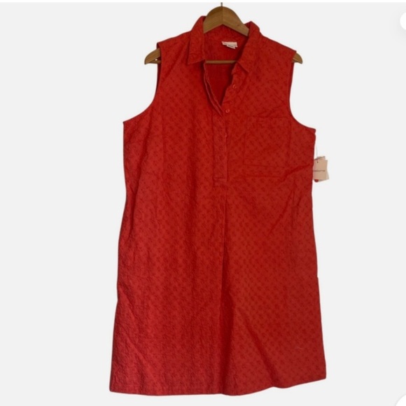 Liz Claiborne Sleeveless Shirt Dress Shift XL Rose Eyelet Cottagecore - Picture 6 of 7